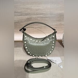 Jimmy Choo green Pearl-Studded small hobo crossbody bag